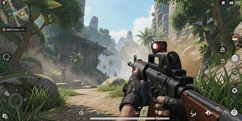 Tangkapan layar utama dari gameplay ADAM77 yang menampilkan aksi TPS yang seru.