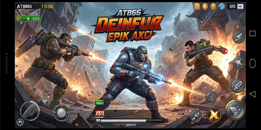 Screenshot utama AT866 menampilkan aksi pertempuran yang mendebarkan.