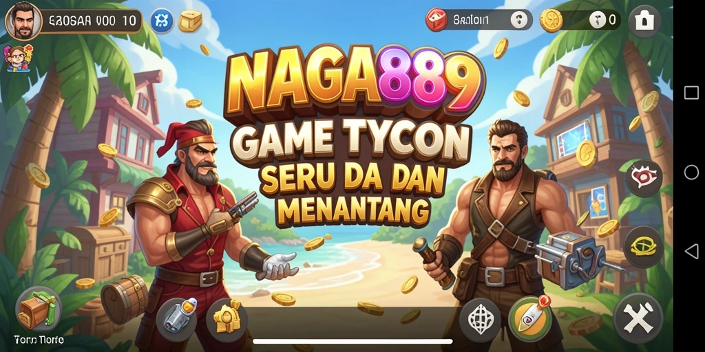 Screenshot gameplay NAGA889 menunjukkan suasana bermain yang seru dan tantangan bisnis.