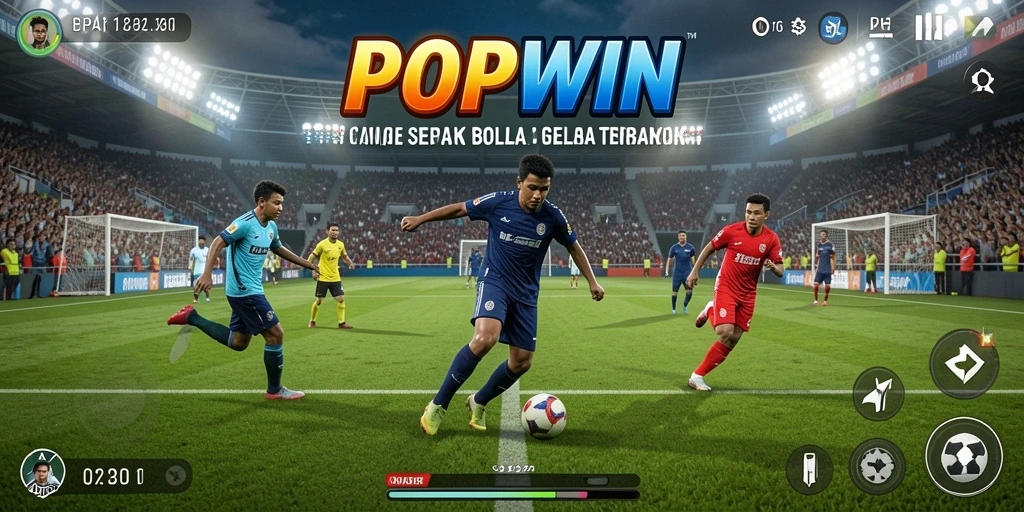 Screenshot menampilkan aksi mendebarkan dalam permainan sepak bola.