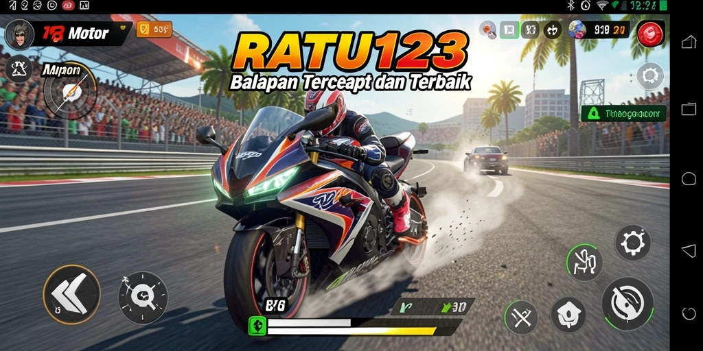 Tampilan menarik dari gameplay RATU123 dengan balapan motor yang penuh aksi.