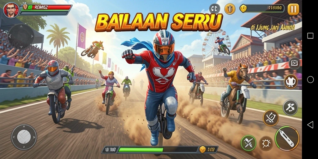 Tampilan gameplay balapan yang seru dan realistis.