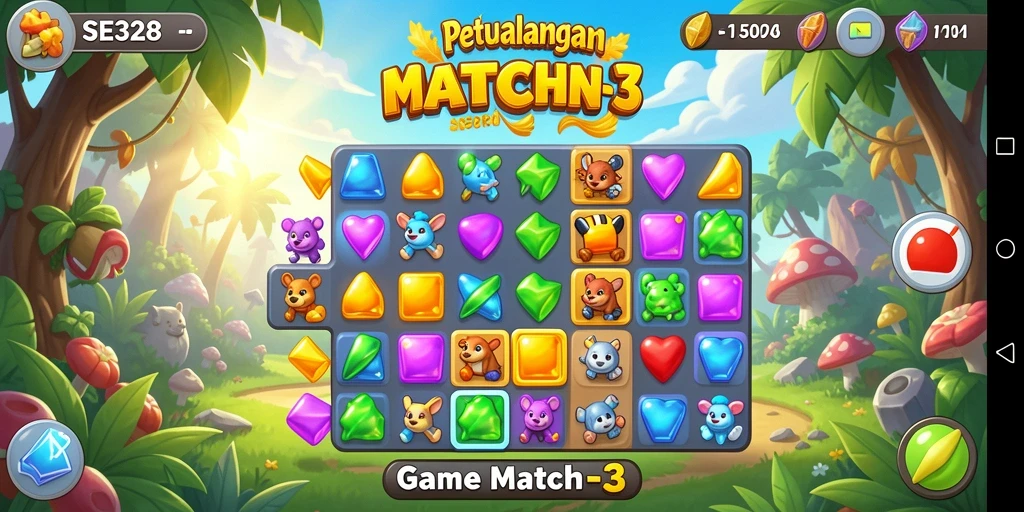 Gameplay seru dalam game Match-3 penuh warna.