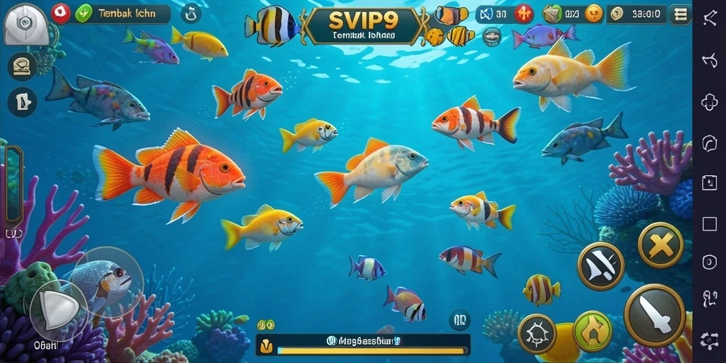 Screenshot gameplay <strong>SVIP9</strong> menampilkan aksi menembak ikan yang seru.