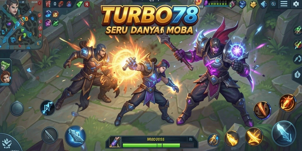 Screenshot gameplay TURBO78 menampilkan pertarungan tim yang seru.